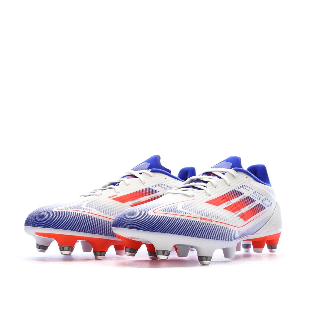 Chaussures de Football Blanches/Bleu/Rouges Homme Adidas League vue 6