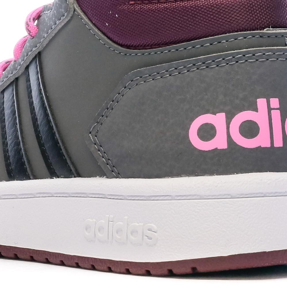 Baskets Grises Fille Adidas Hoops Mid 2.0 K vue 7