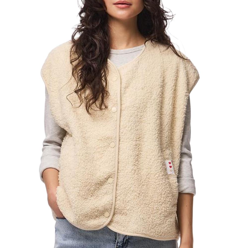 Gilet sans manche Beige Femme Pieces Katty pas cher