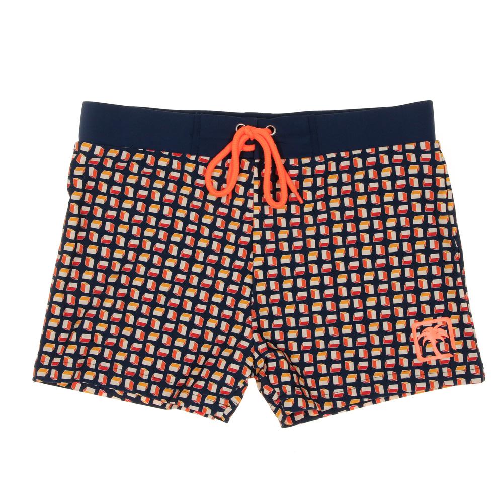 Boxer de Bain Marine/Orange Homme Sun project Geocubes pas cher