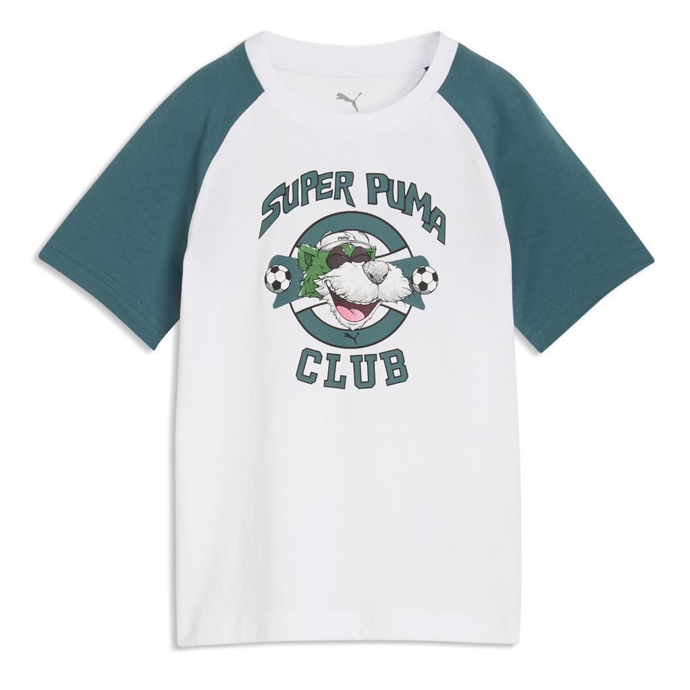 T-Shirt Blanc/Bleu Garçon Puma Super Graphic pas cher