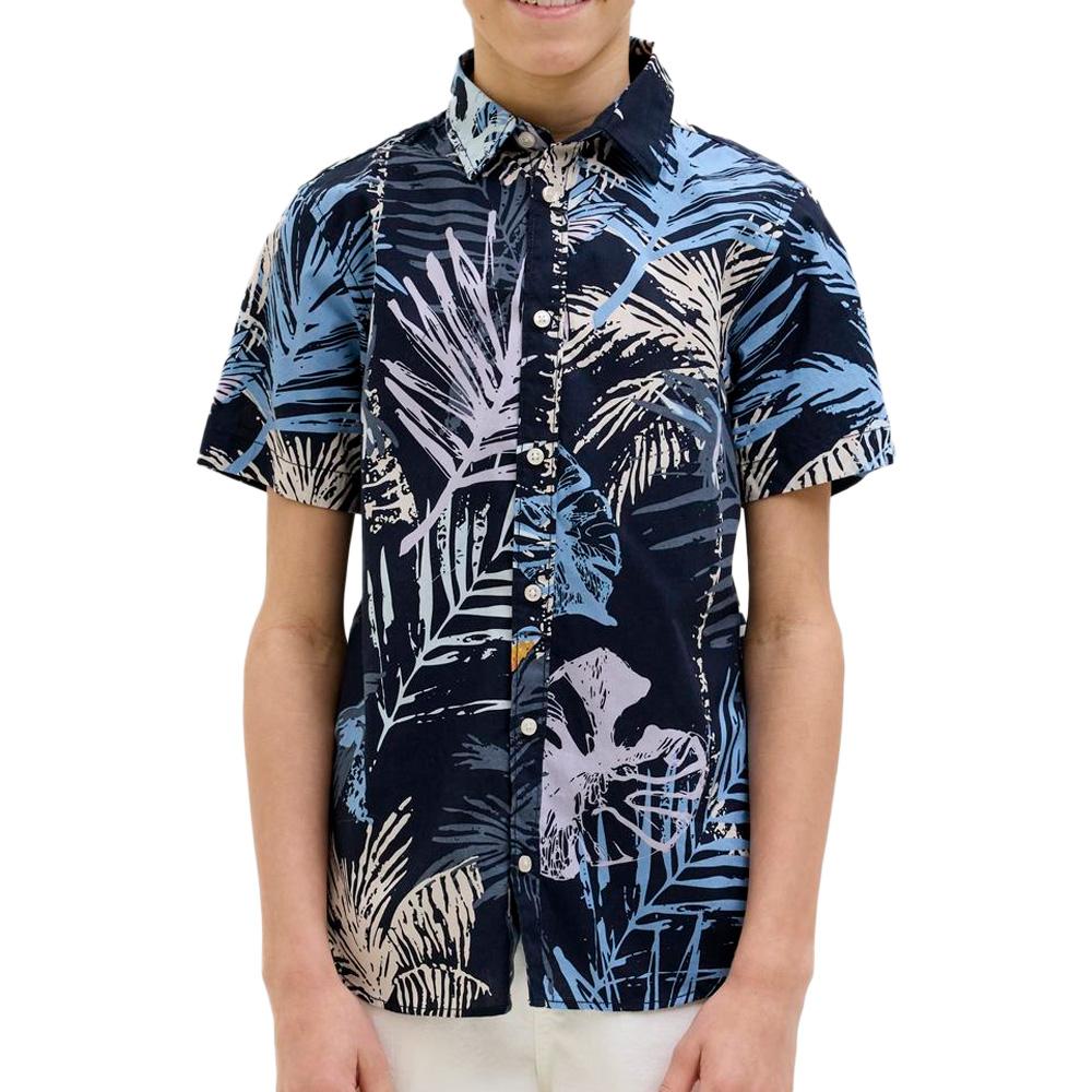 Chemise Noir/Marine à Motifs Garçon Jack & Jones Hawaii pas cher