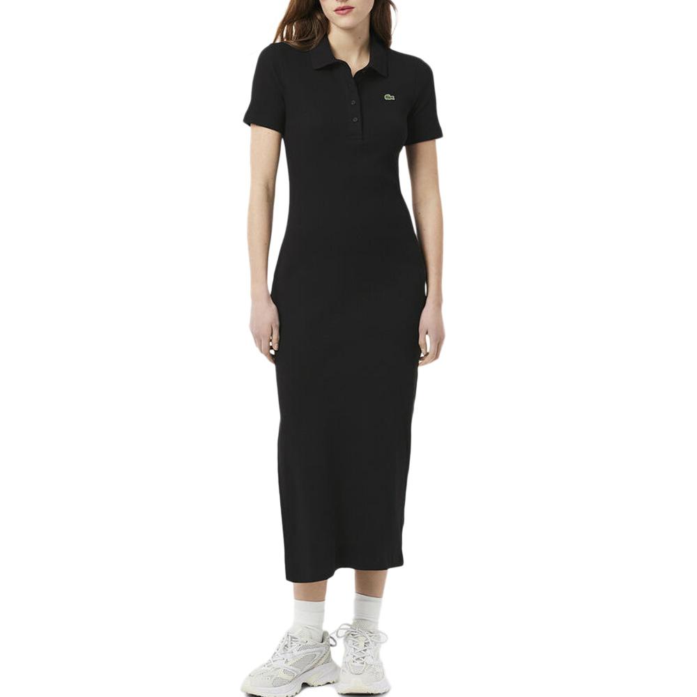 Robe Noir Femme Lacoste Longue Ribbed pas cher