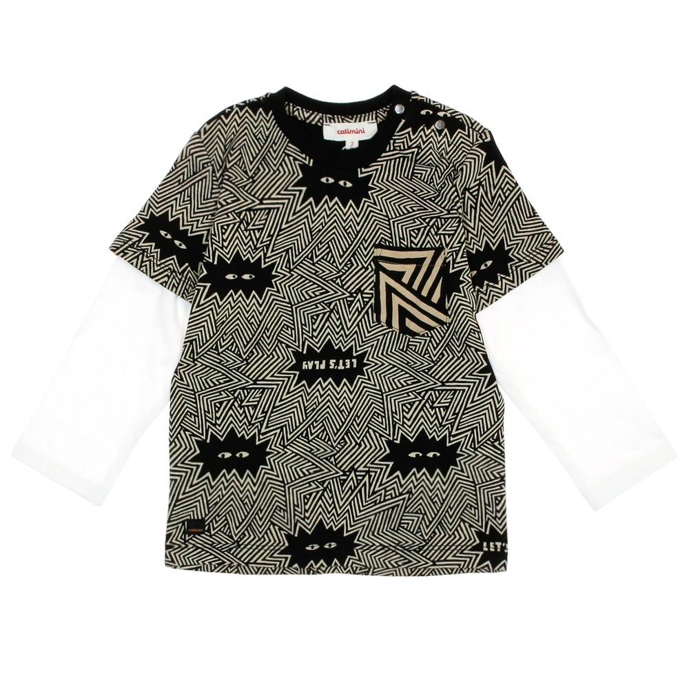 T-shirt Noir/Beige Garçon Catimini CR10214 pas cher