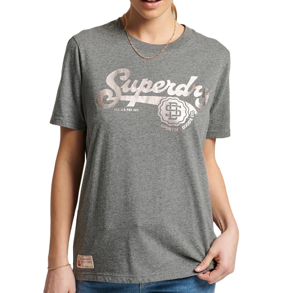 T-shirt Gris Femme Superdry Vintage Script pas cher