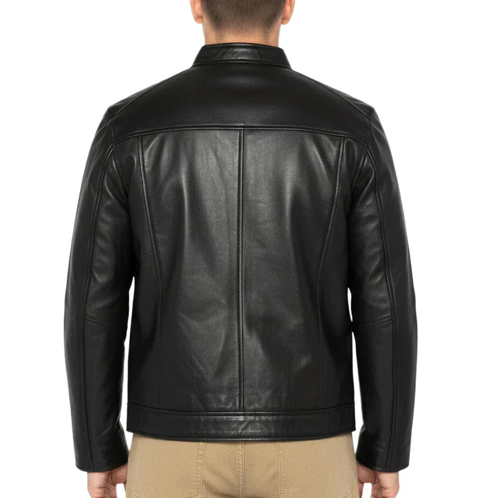 Blouson en Cuir Noir Homme Schott Memphis vue 2