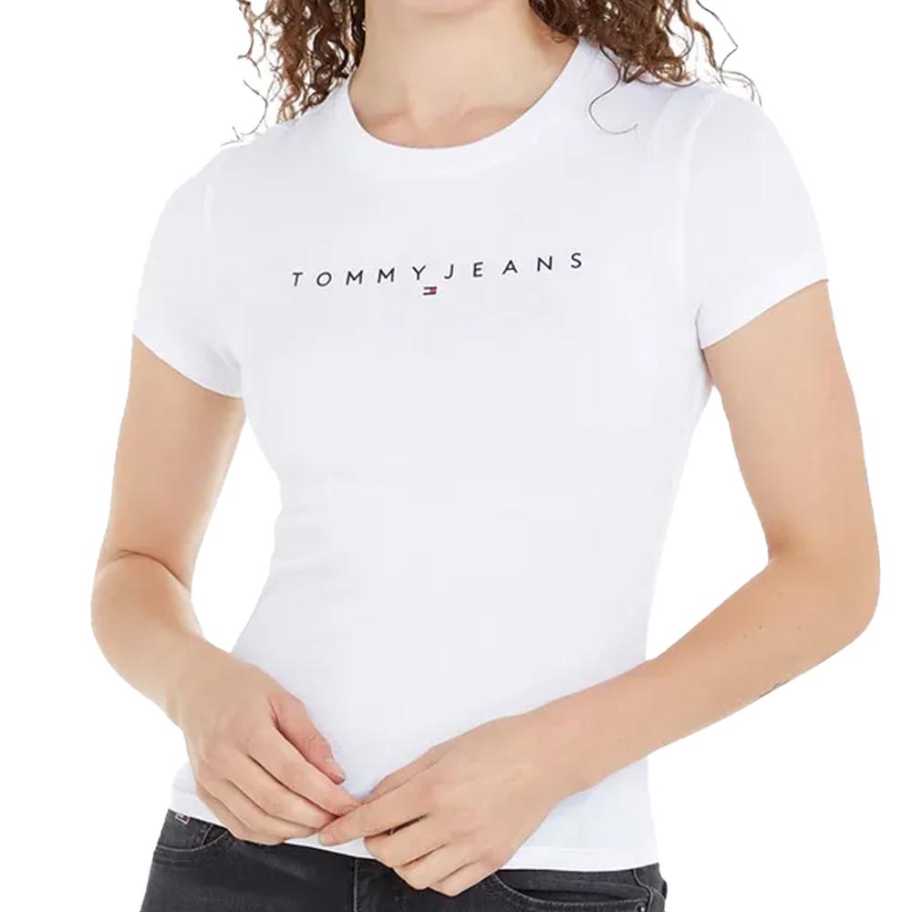 T-shirt Blanc Femme Tommy Hilfiger Linear 98 pas cher