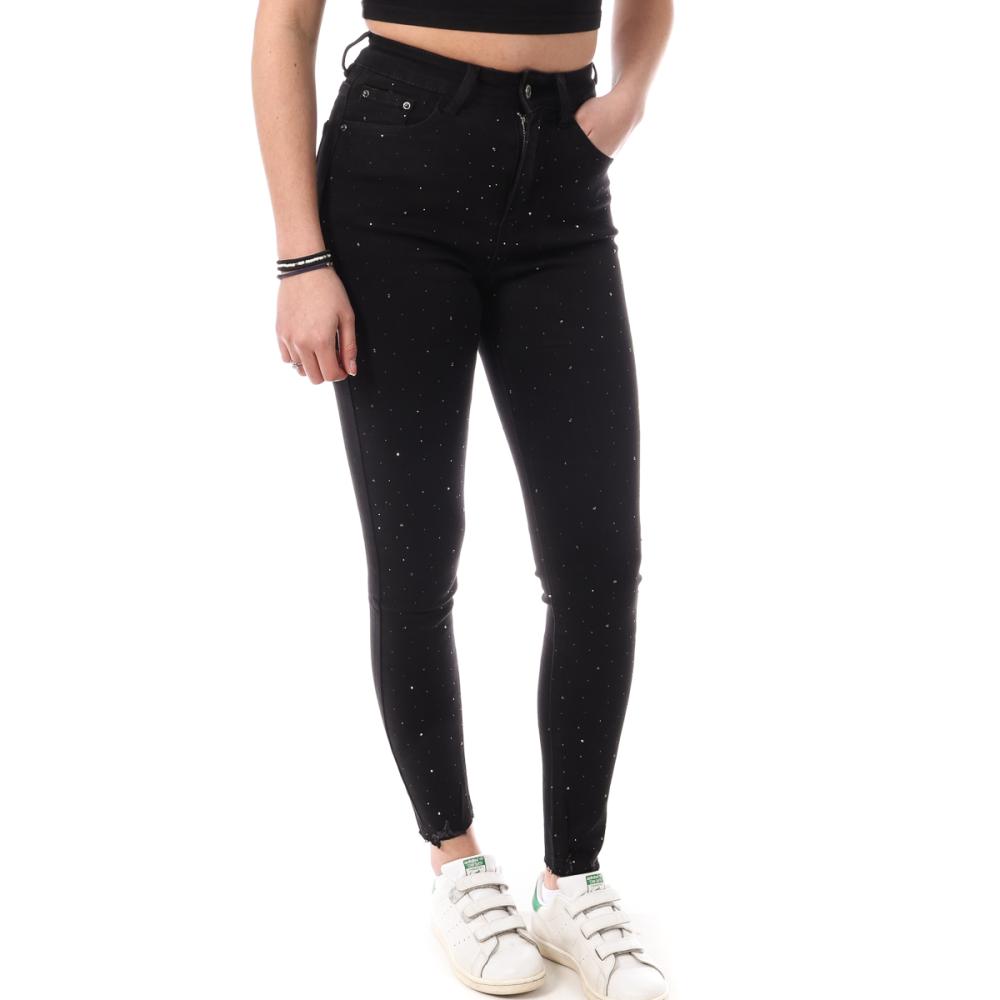 Jean Slim à Strass Noir Femme Monday Premium Strass pas cher