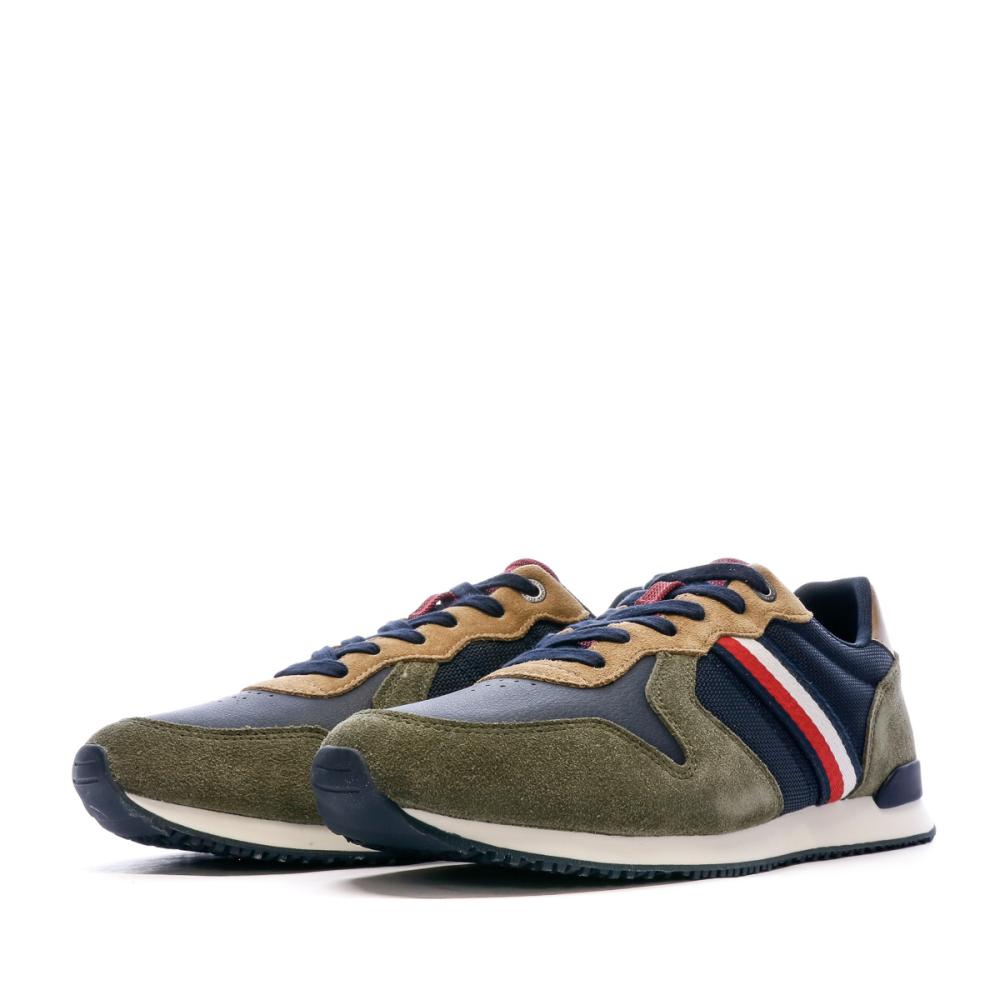 Baskets Kaki/Marine Homme Tommy Hilfiger Iconic Runner Mix vue 6