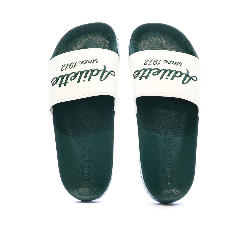 Claquettes Vertes/Blanches Homme Adidas Adilette vue 3