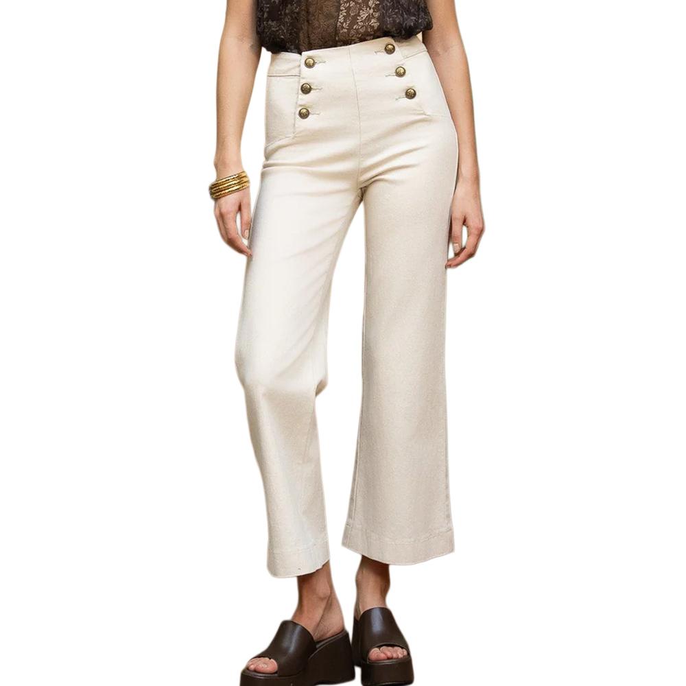 Jean Wide Blanc Créme Femme Vert Oraije Victorine pas cher