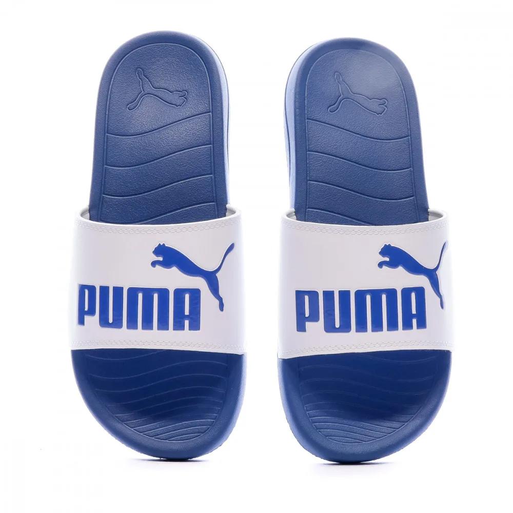 Claquettes bleues/blanches homme Puma Popcat 20 vue 3