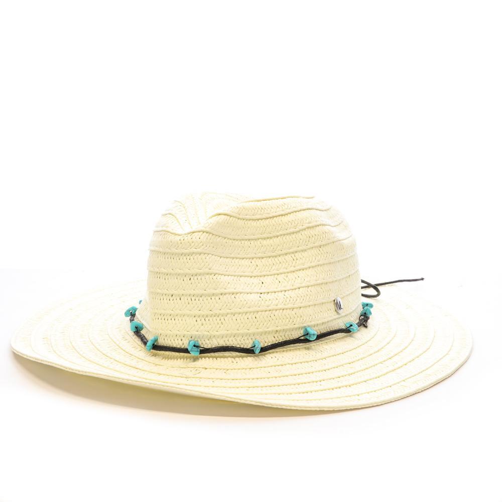 Chapeau de soleil en paille Blanc à large bord Via Lorenzo Fedora pas cher
