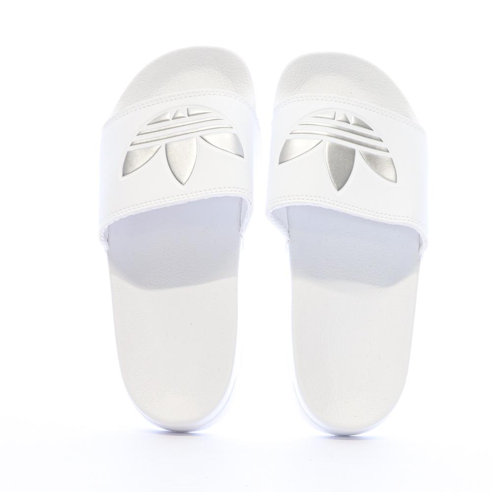 Claquettes Blanches/Argenté Femme Adidas Adilette vue 4