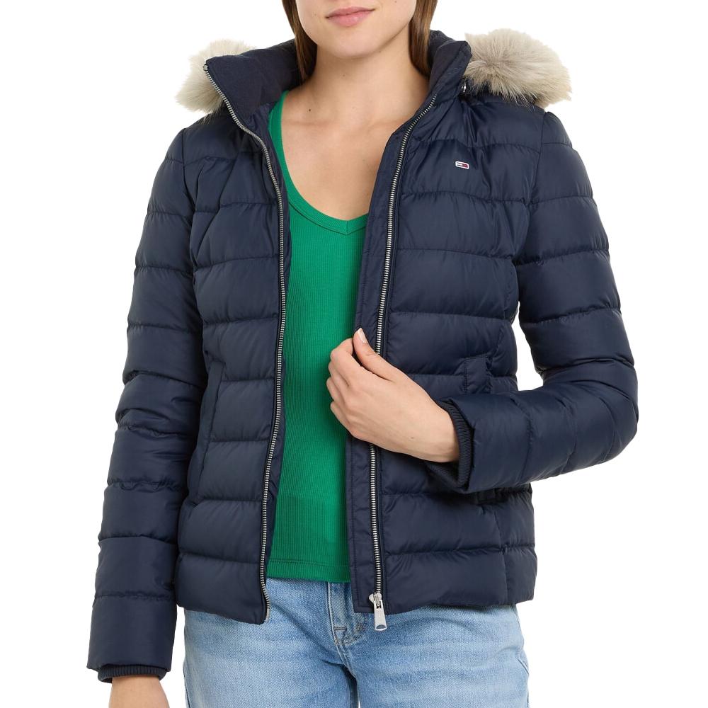 Doudoune Marine Femme Tommy Hilfiger Basic Hooded pas cher