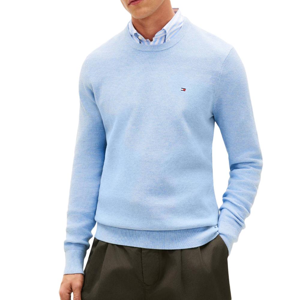 Pull Bleu pastel Homme Tommy Hilfiger Structure pas cher