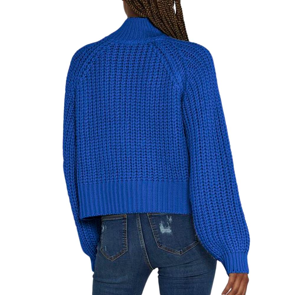Pull en Maille Bleu Roi Femme Noisy May Tessa High Neck vue 2