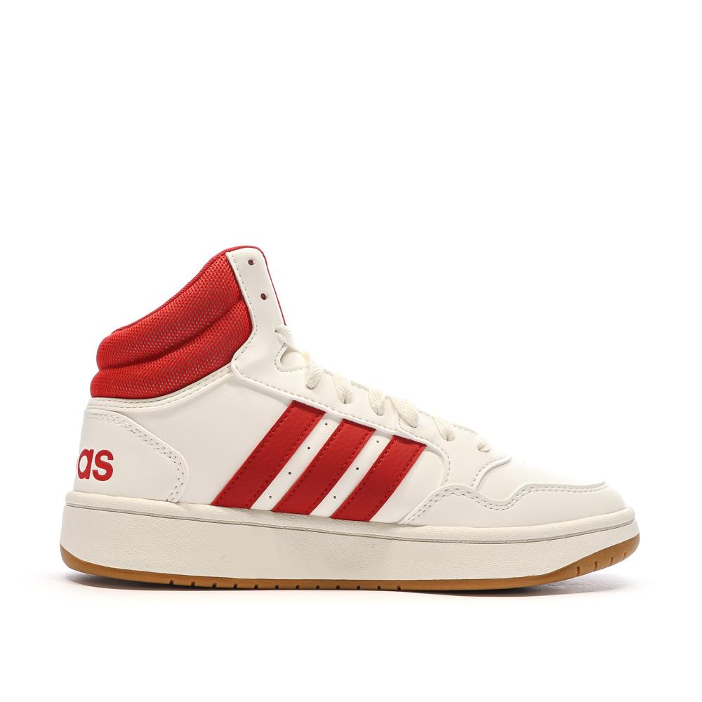 Baskets Blanc/Rouge Homme Adidas Hoops 3.0 Mid vue 2