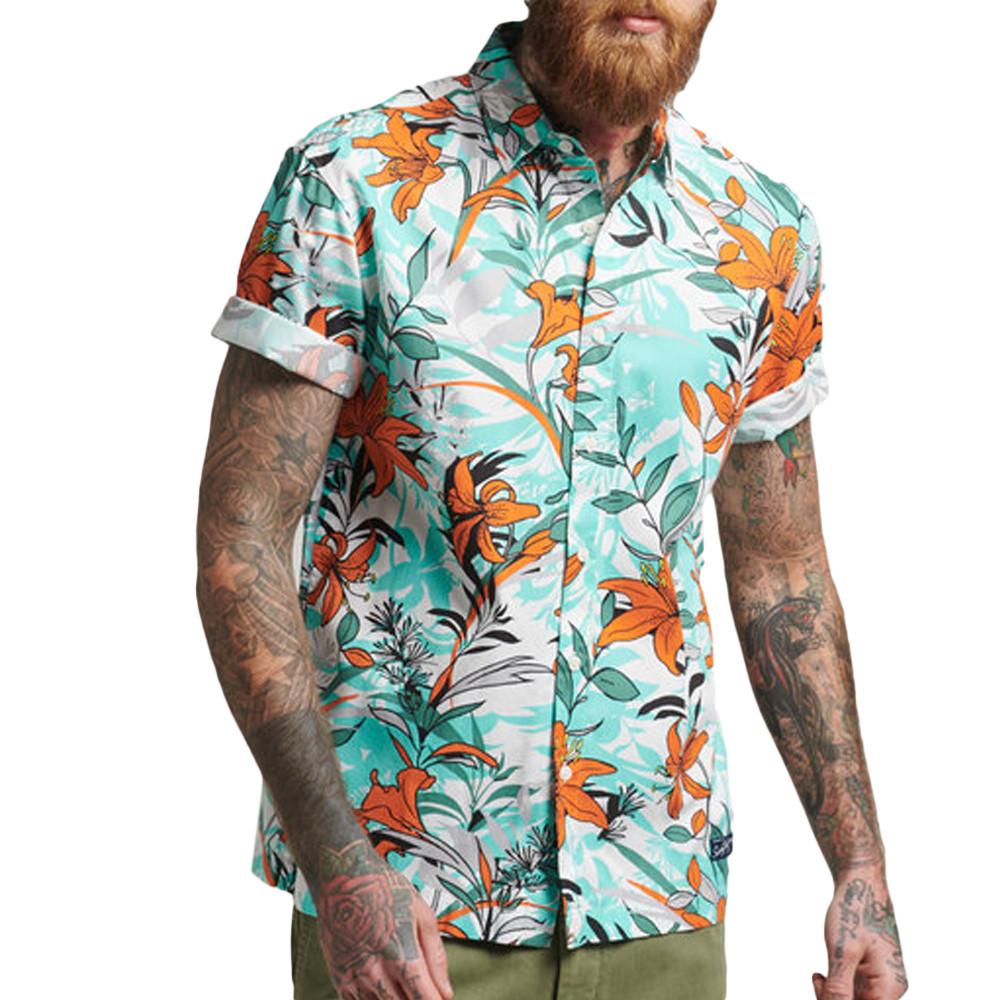 Chemise Turquoise Superdry Vintage Hawaiian pas cher