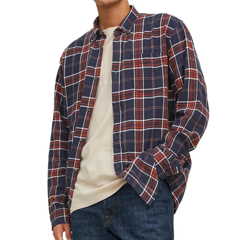 Chemise à Carreaux Marine/Bordeaux Homme Jack & Jones Jewilly pas cher