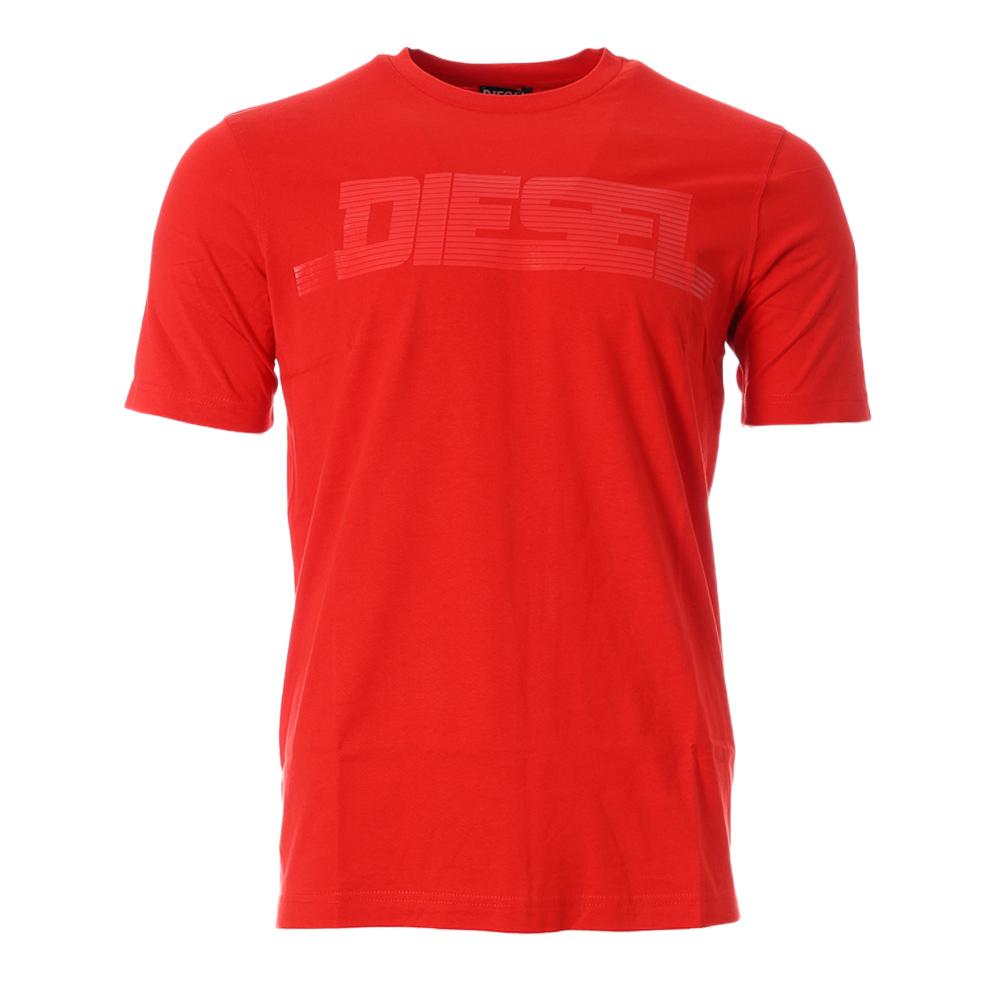 T-Shirt Rouge Homme Diesel Magliettas pas cher