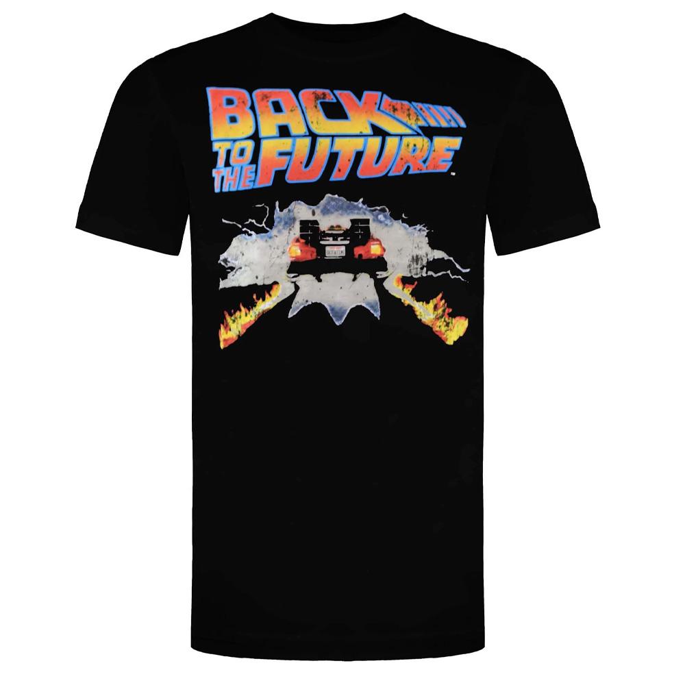 T-Shirt Noir Back To The Future Delorean pas cher