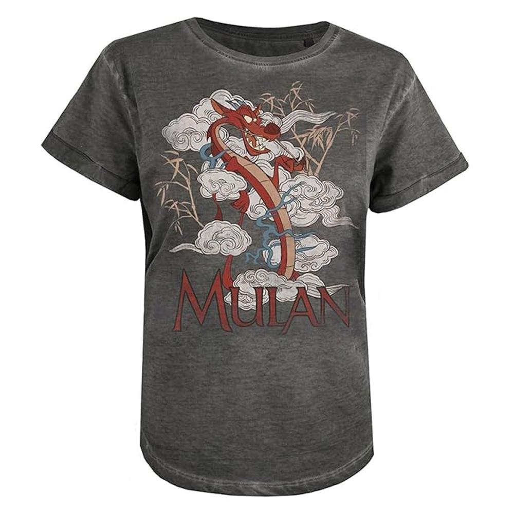 T-Shirt Gris Femme Disney Mulan Mushu Fashion vue 2
