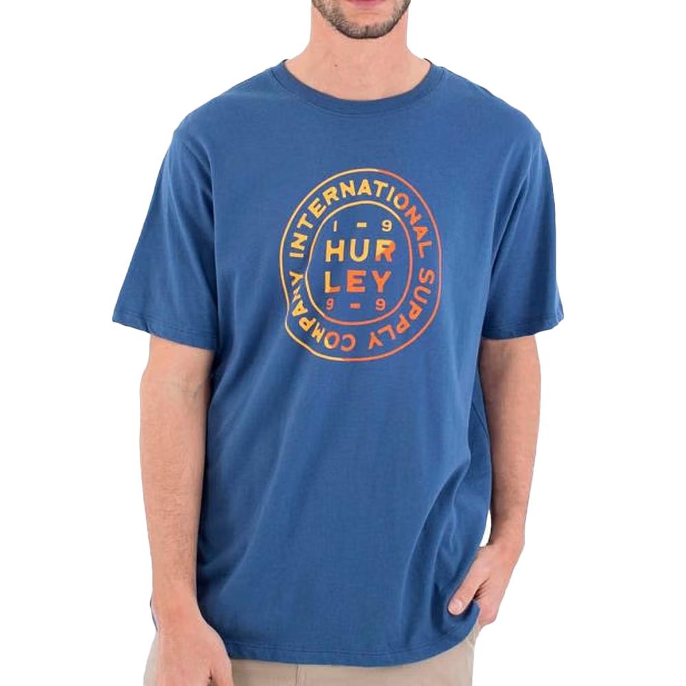 T-shirt Bleu Homme Hurley Waxed pas cher