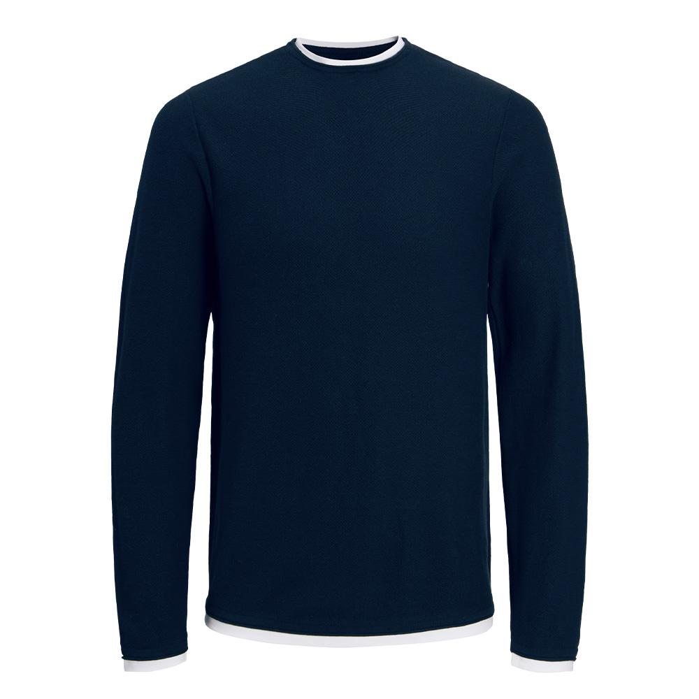 Pull Marine Garçon Jack & Jones Twinn Knit Neck pas cher