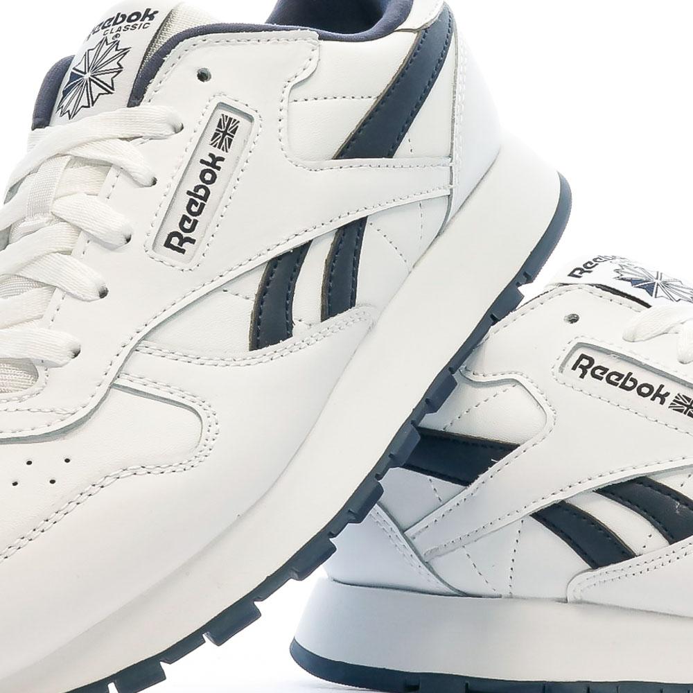 Baskets Blanches/Marine Fille Reebok Classic Lthr vue 7