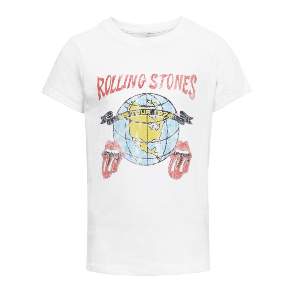 T-shirt Blanc Fille Kids ONLY Rolling Stones pas cher