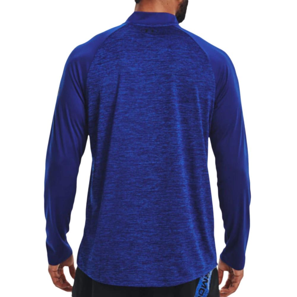 Sweat 1/4 de Zip Bleu Roi Homme Under ArmourTech 2.0 Novelty vue 2