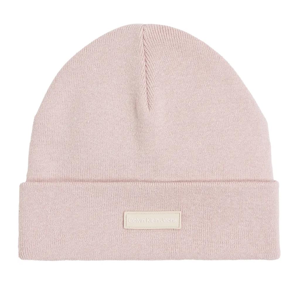 Bonnet Rose Femme Calvin Klein Jeans Patch Beanie pas cher