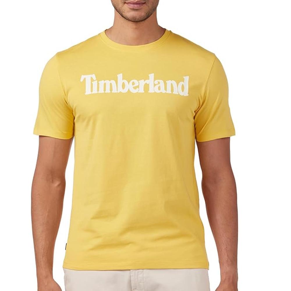 Camiseta amarilla para hombre Timberland con logotipos barato