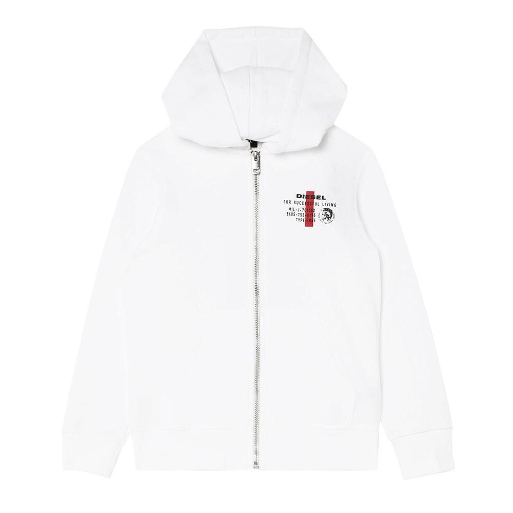 Sweat Zippé Blanc Garçon Diesel Felpa pas cher