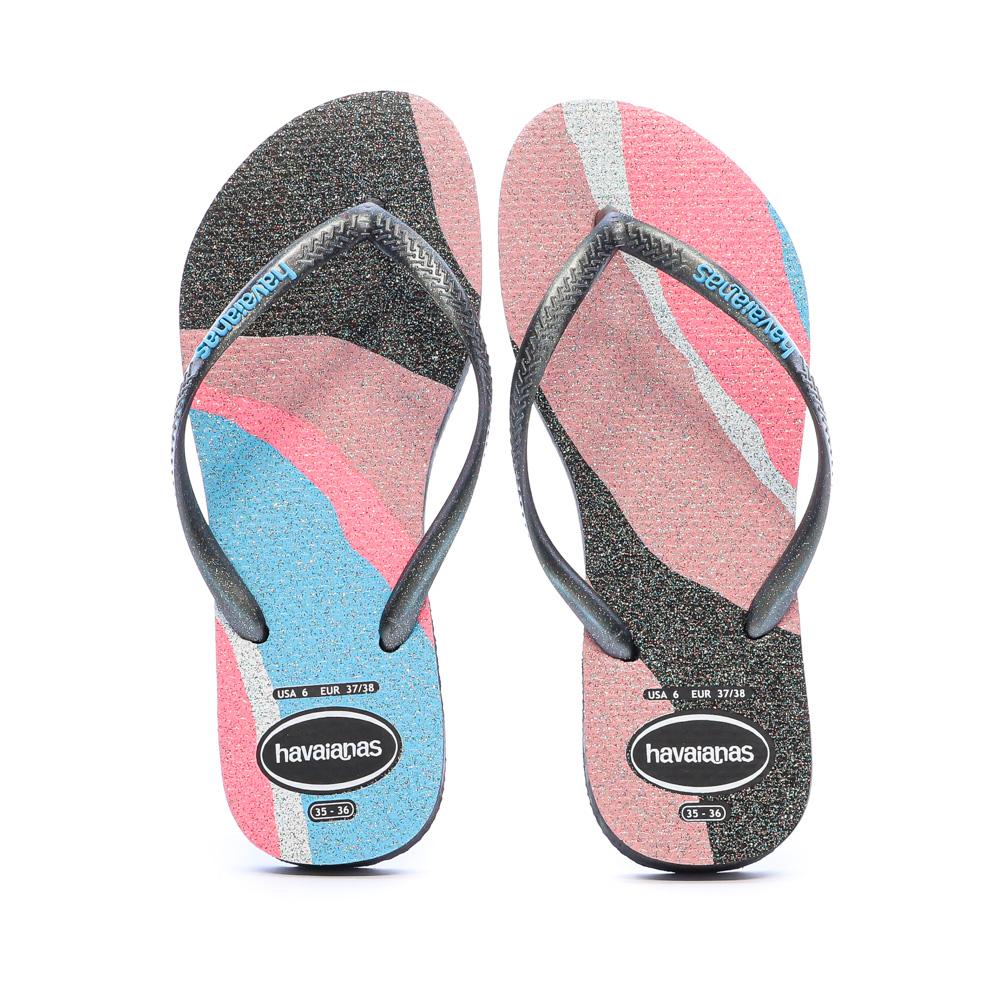 Havaianas Slim Palette Glow Flip-Flops für Damen in Schwarz/Rosa Ansicht 3