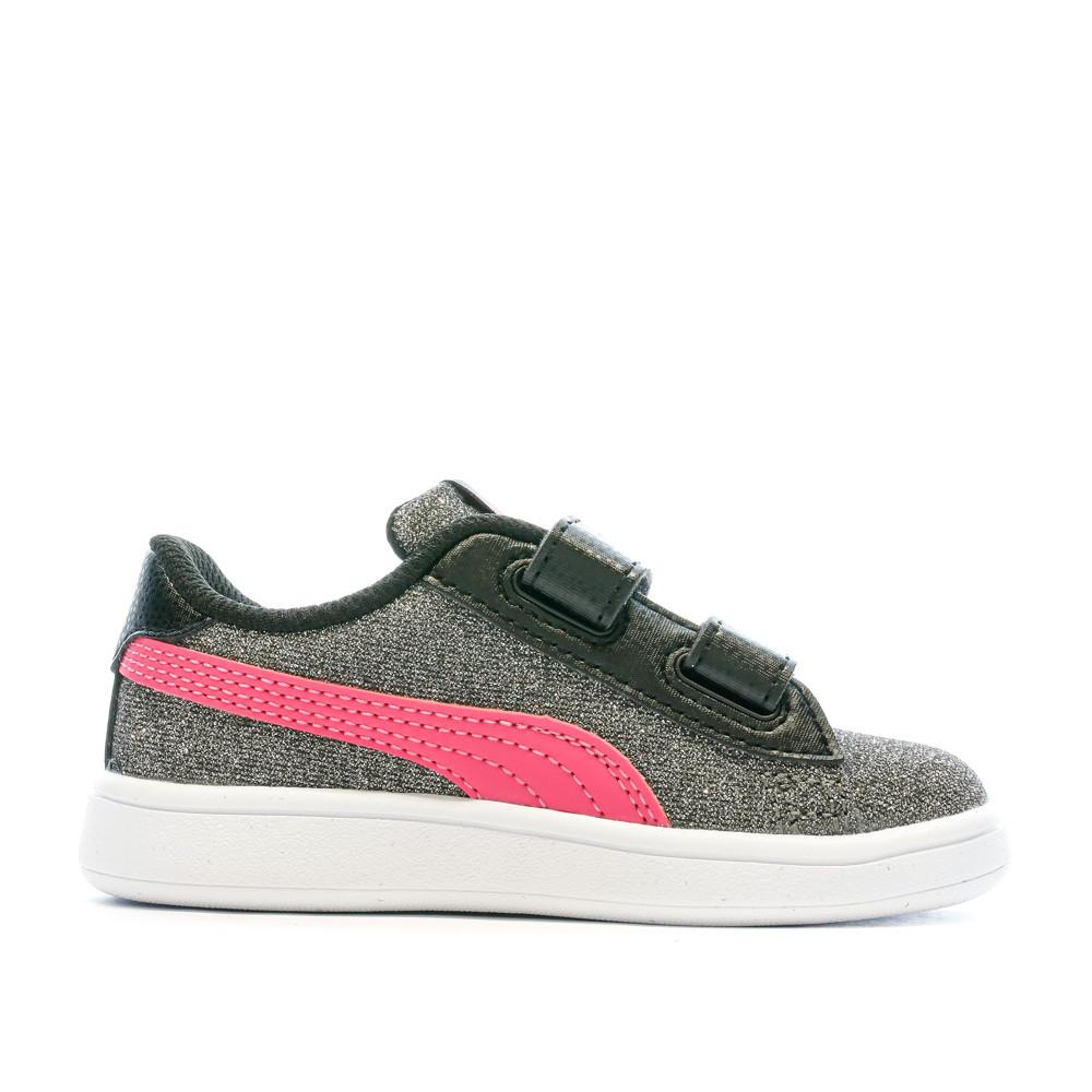 Baskets Grises à paillette Fille Puma Smash Glitz Glam vue 2