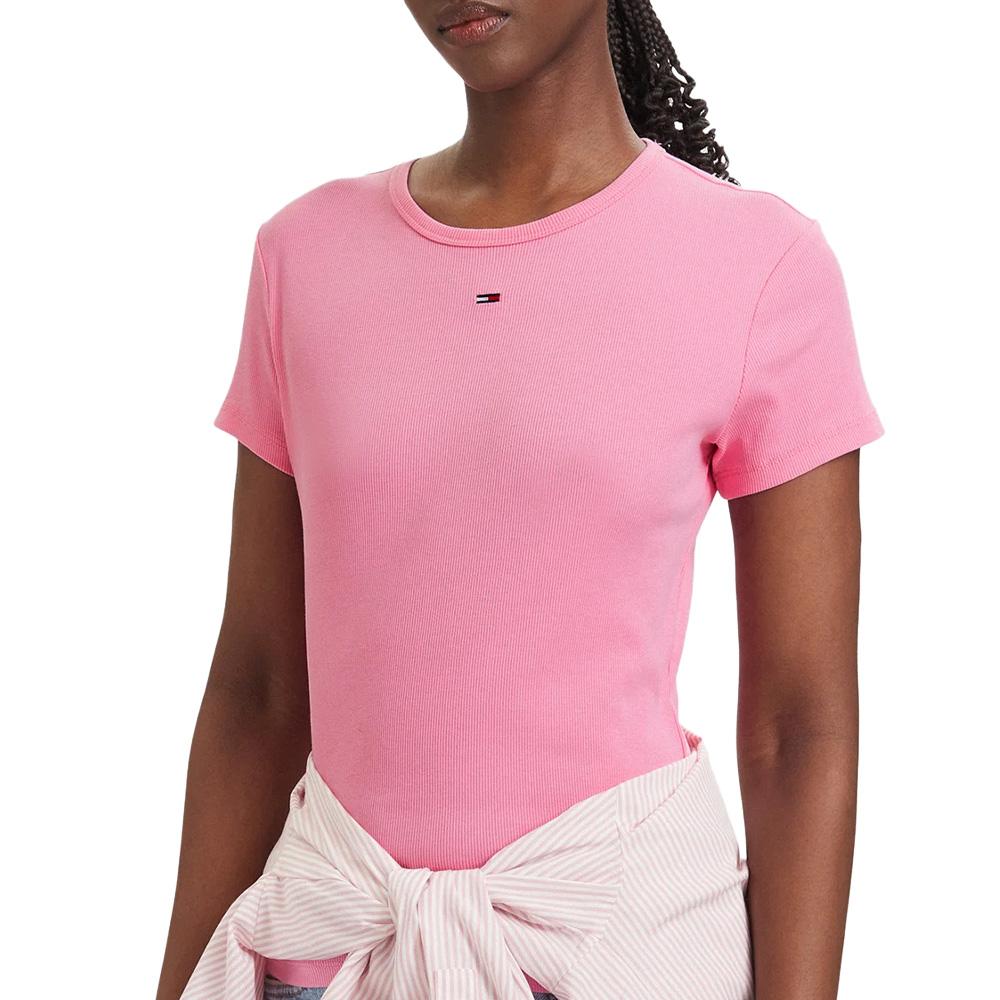 T-shirt Rose Femme Tommy Hilfiger Slim pas cher