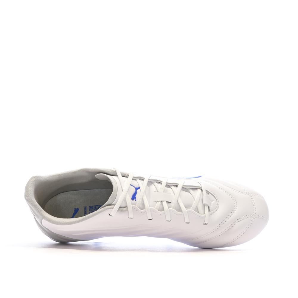 Chaussures de football Blanches/Bleu Homme Puma King Pro vue 4