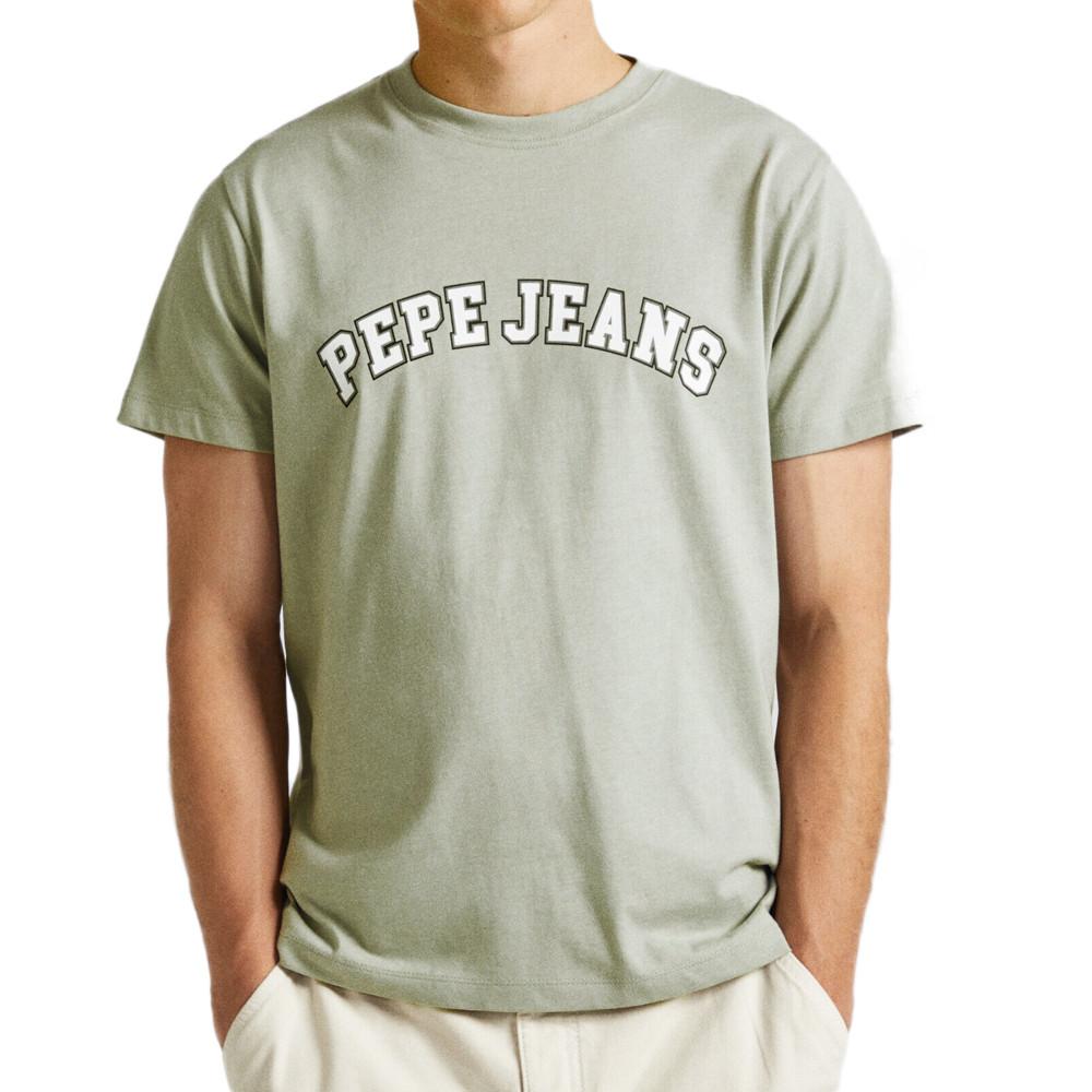 T-shirt Gris/Vert Homme Pepe jeans Clement pas cher