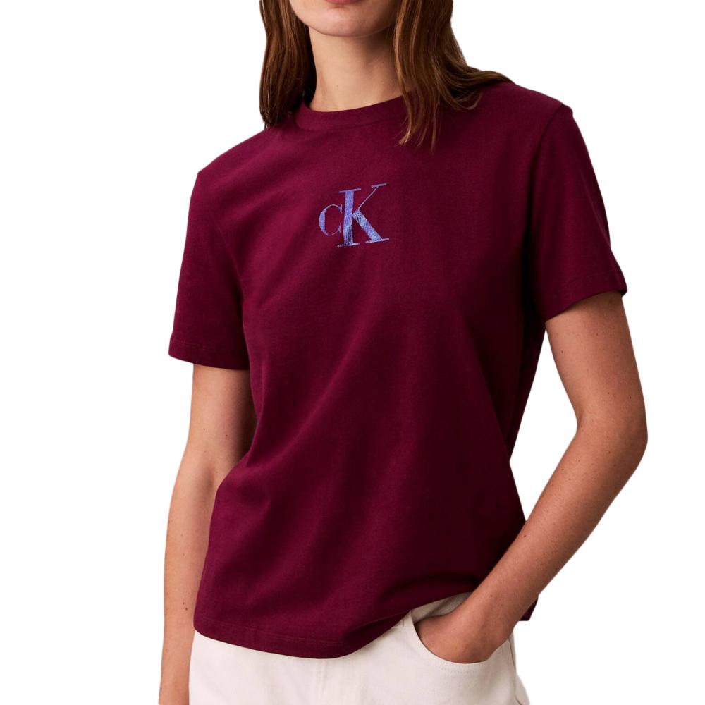 T-Shirt Bordeaux Femme Calvin Klein Jeans LV047E804G pas cher