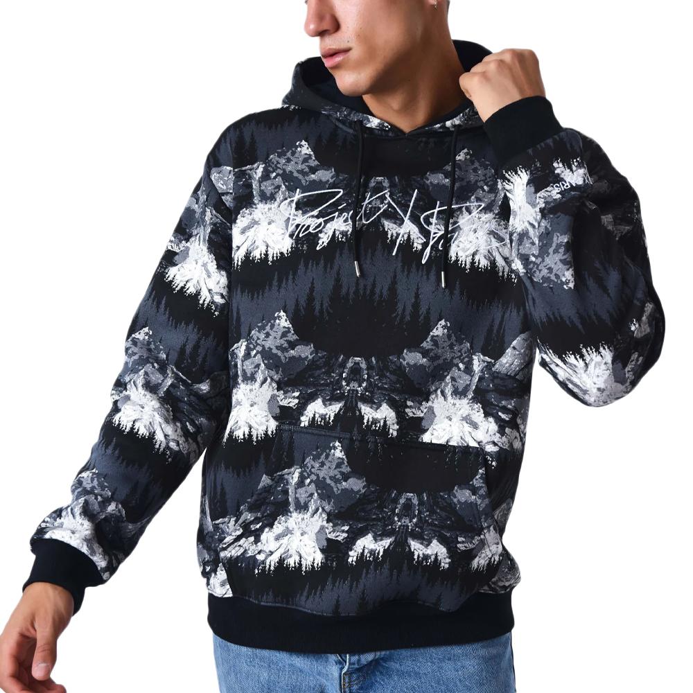 Sweat à Capuche Noir Homme Project X Paris Oversize Paysage pas cher