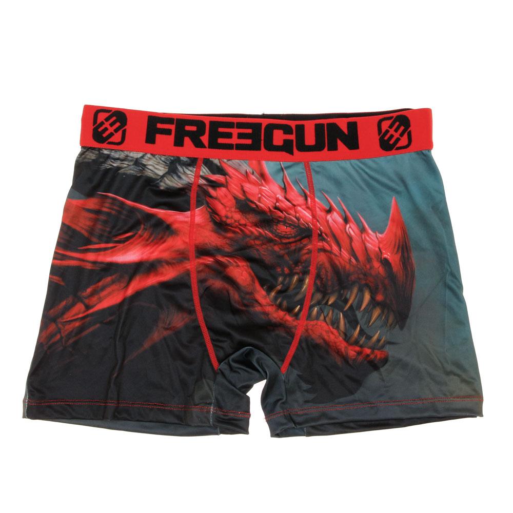 Boxer Noir/Rouge à Imprimés Homme Freegun Dragon pas cher