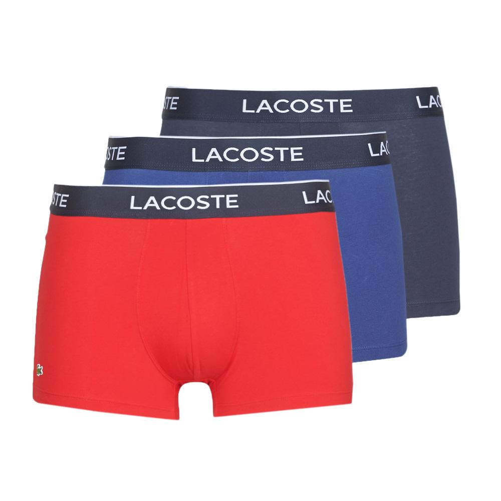 X3 Boxers Marine/Rouge Homme Lacoste Court pas cher
