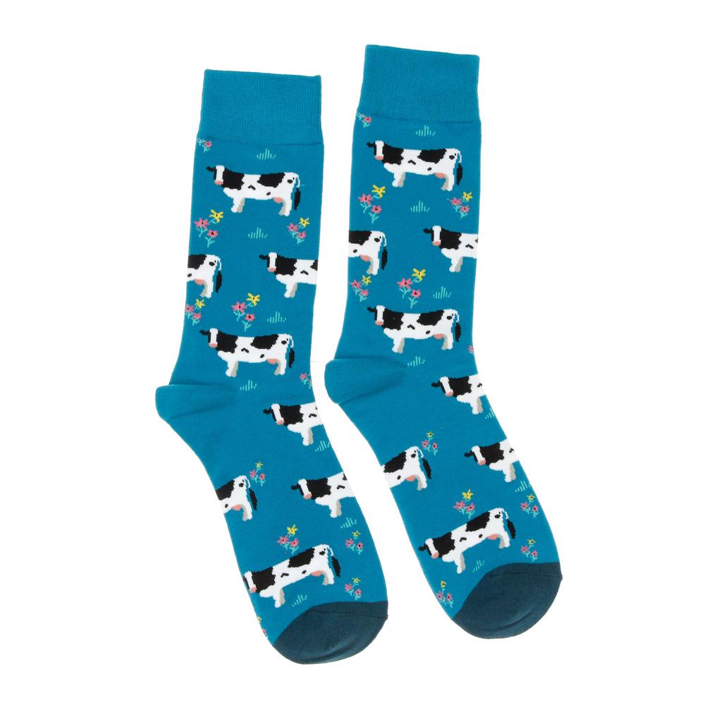 Chaussettes Bleu Mixte Stella Green Vaches et Fleurs pas cher