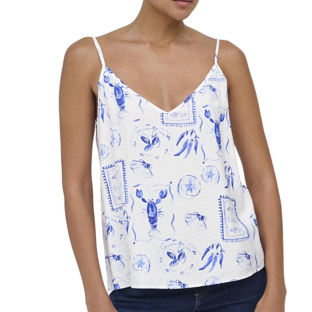 Débardeur Blanc/Bleu Femme JDY Ada pas cher