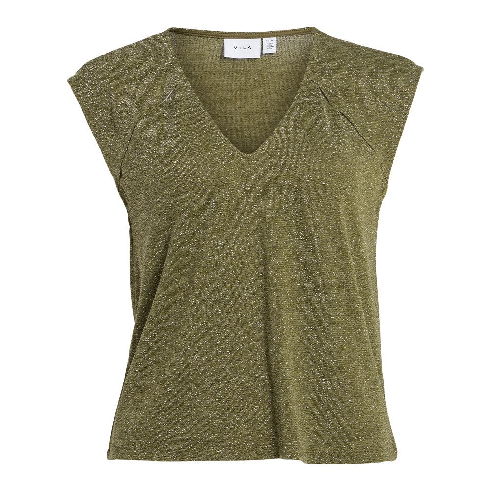 Top pailleté kaki femme VILA neck pas cher