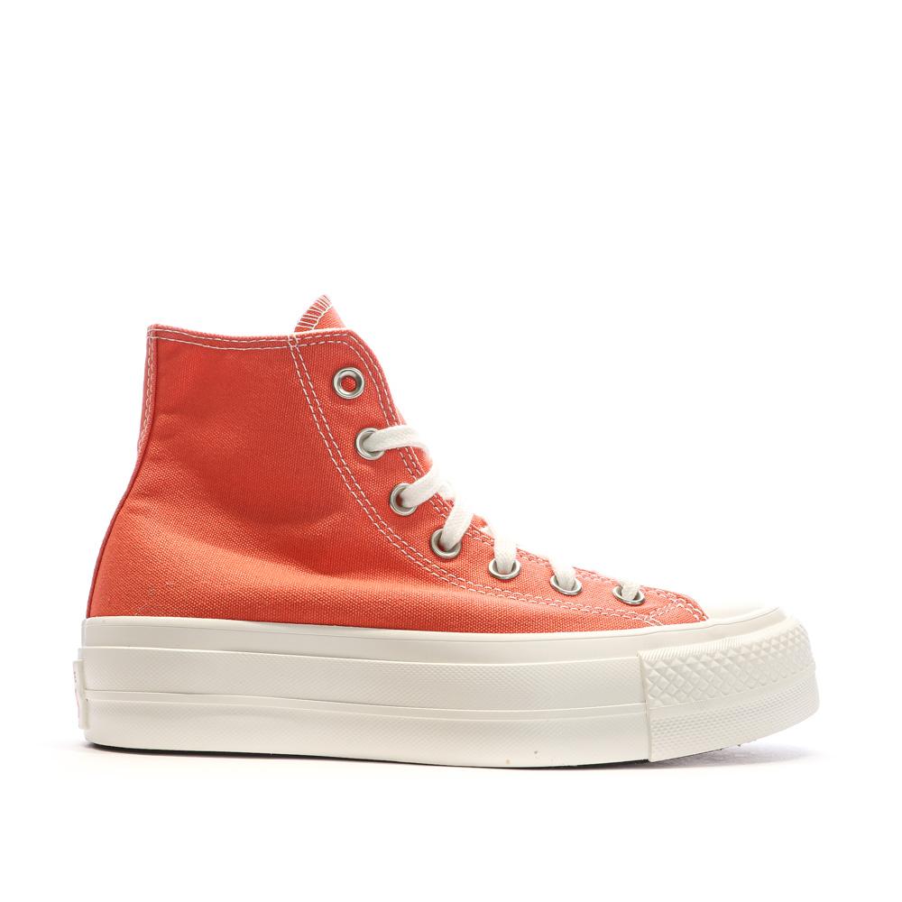 Baskets Oranges Femme Converse Chuck Taylor All Star Lift vue 2