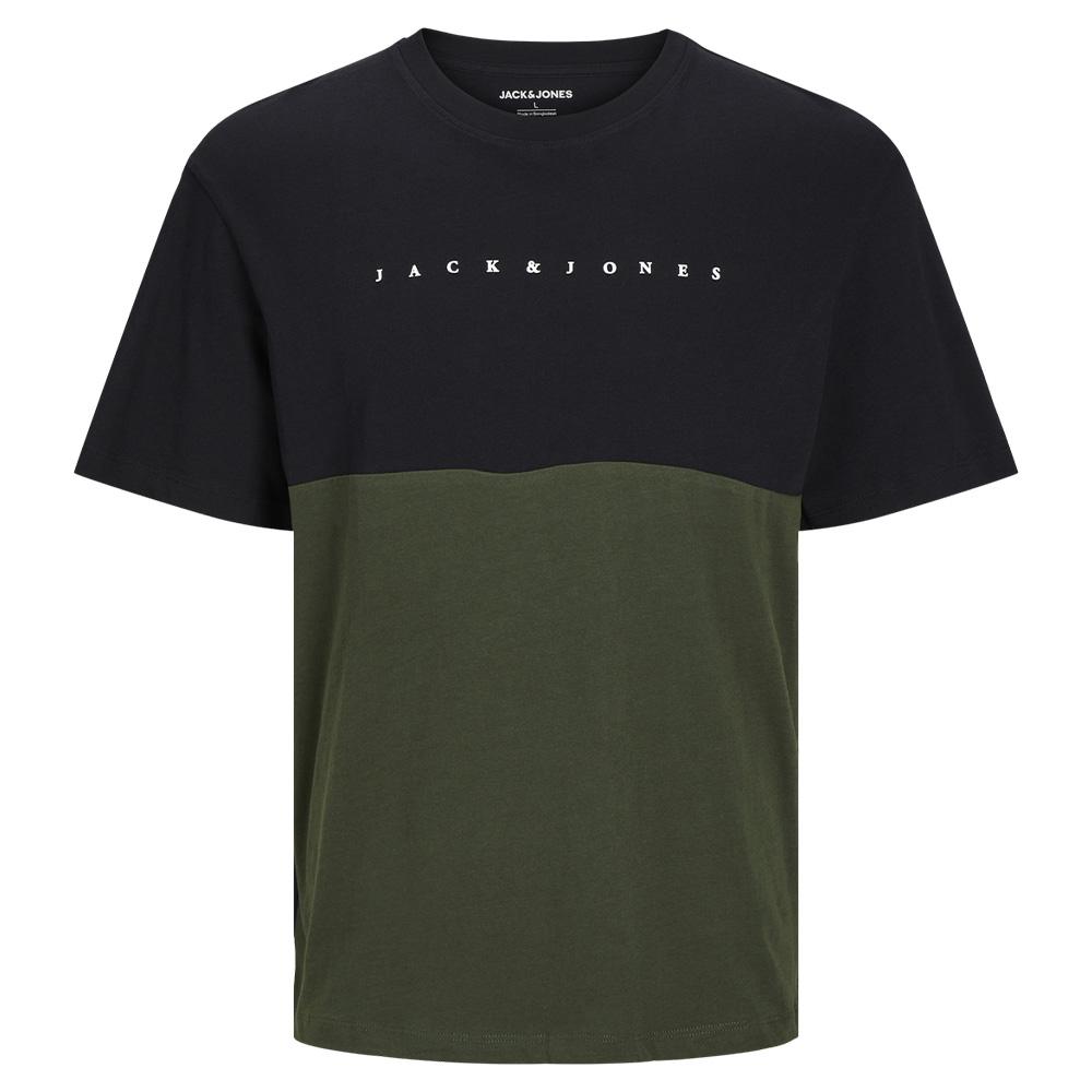 T-shirt Kaki/Noir Garçon Jack & Jones Crew pas cher