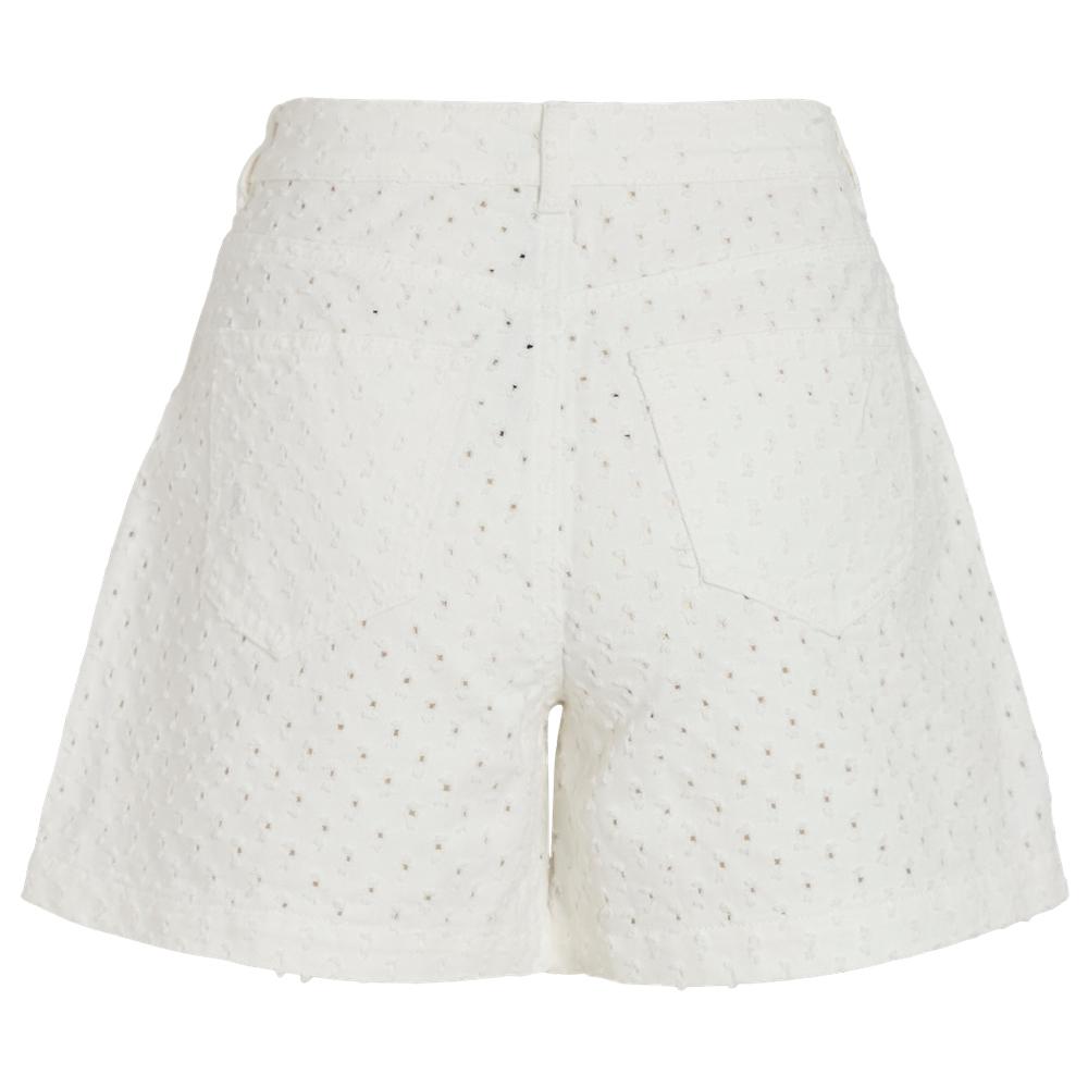 Pantalones cortos blancos para mujer Vila Vipolly de punto calado y denim ver 2